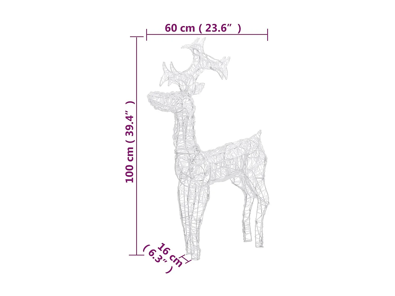 Décorations de Noël de renne 3 pcs 60x16x100 cm Acrylique