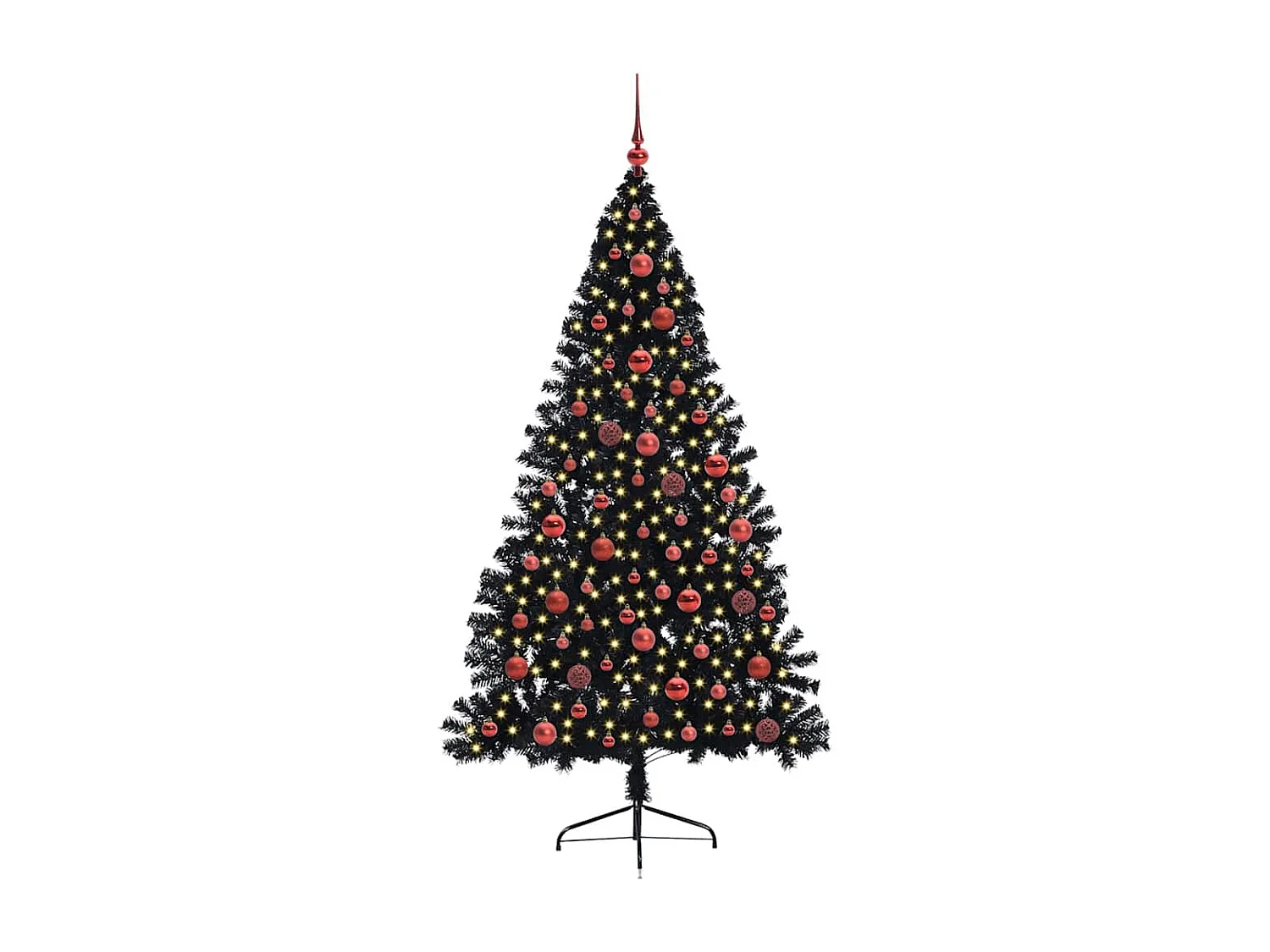 Künstlicher Weihnachtsbaum mit Beleuchtung, Schwarz, 180 cm, PVC