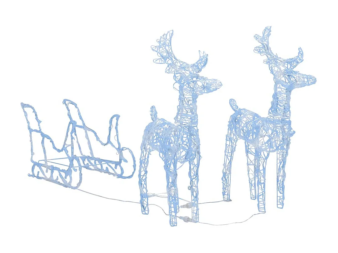 Décoration de Noël Rennes et traîneau 160 LED 130 cm Acrylique