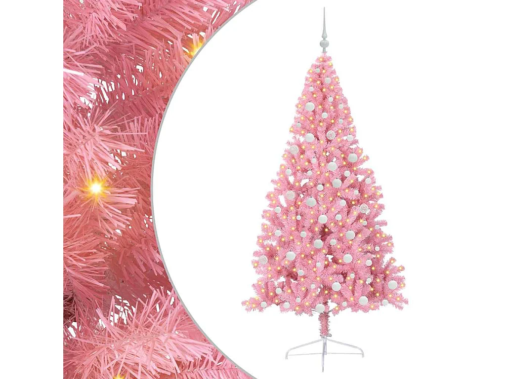 Sapin de Noël artificiel pré-éclairé Rose 180 cm PVC