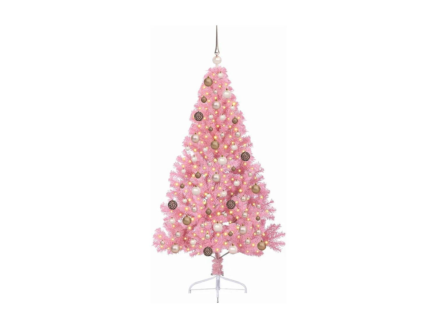 Künstlicher Weihnachtsbaum mit Beleuchtung, Rosa, 180 cm, PVC