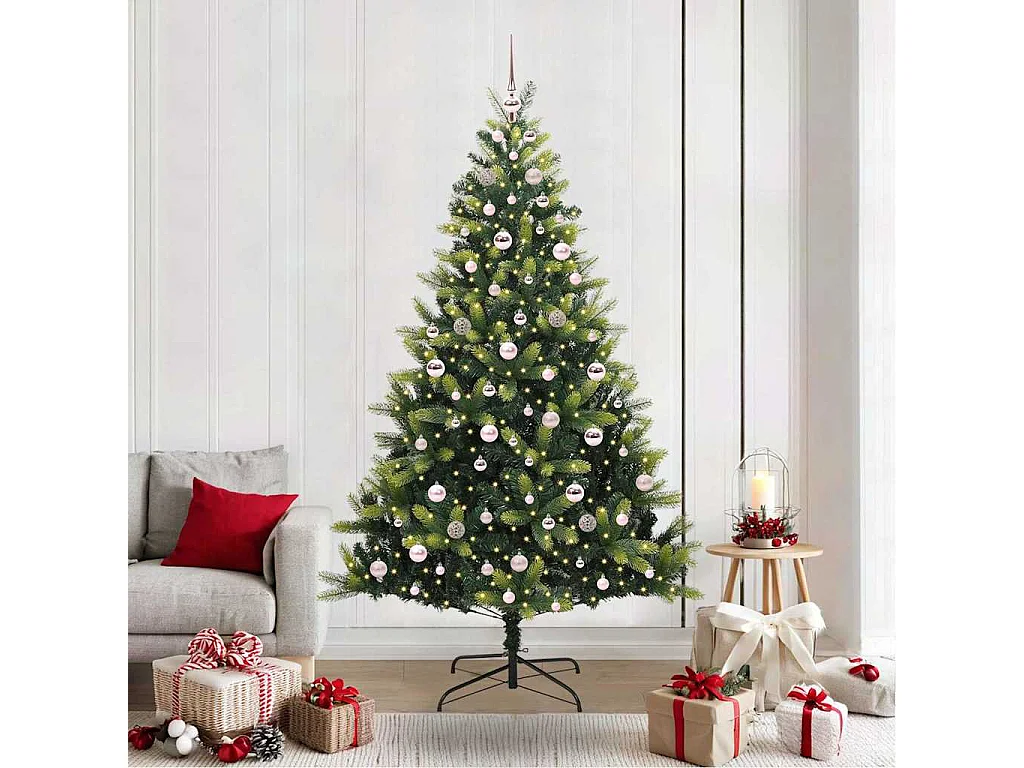 Arbre de Noël artificiel en silicone flexible 300 LEDs 210 cm