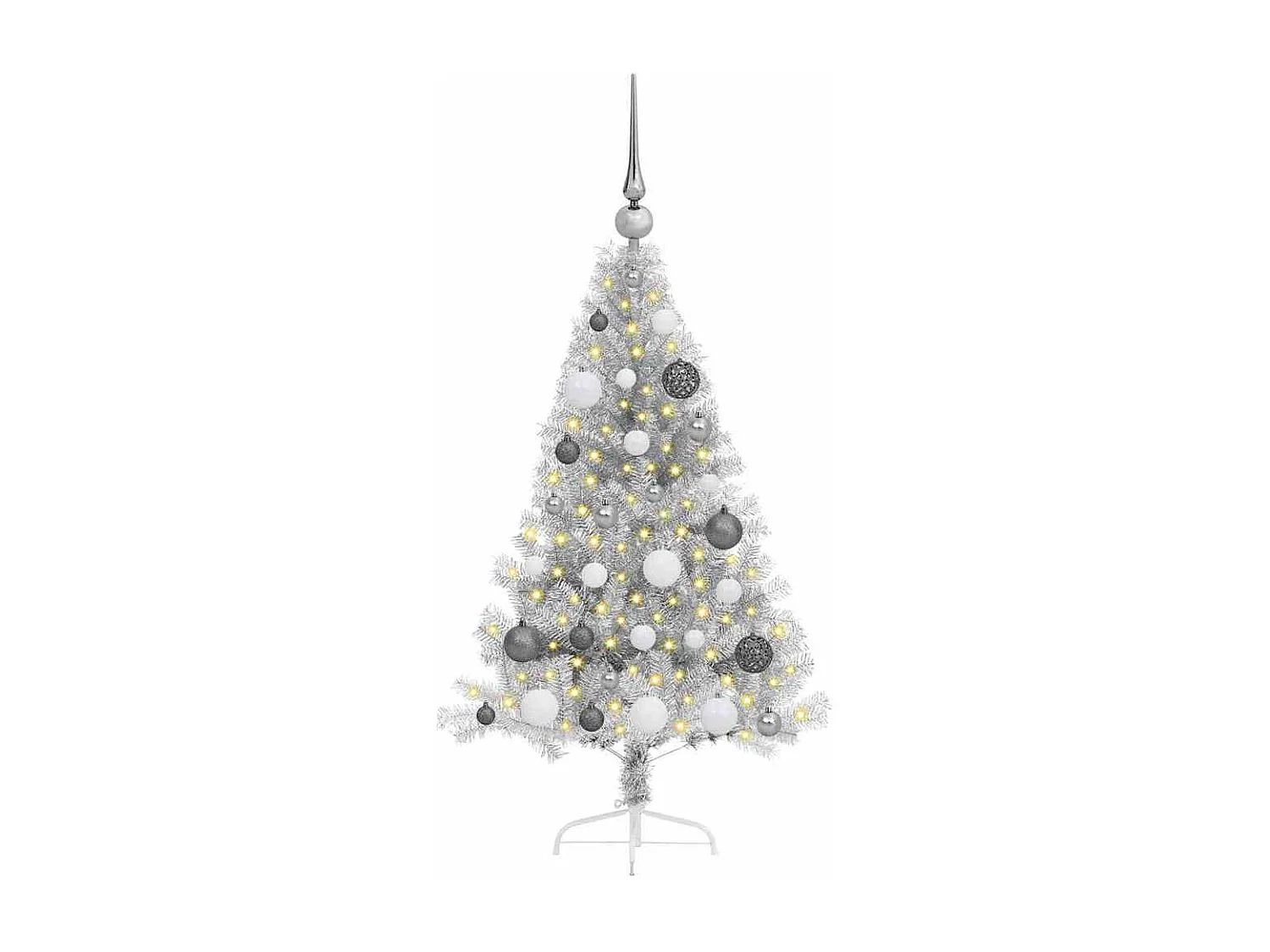 Sapin de Noël artificiel pré-éclairé Argent 120 cm PET