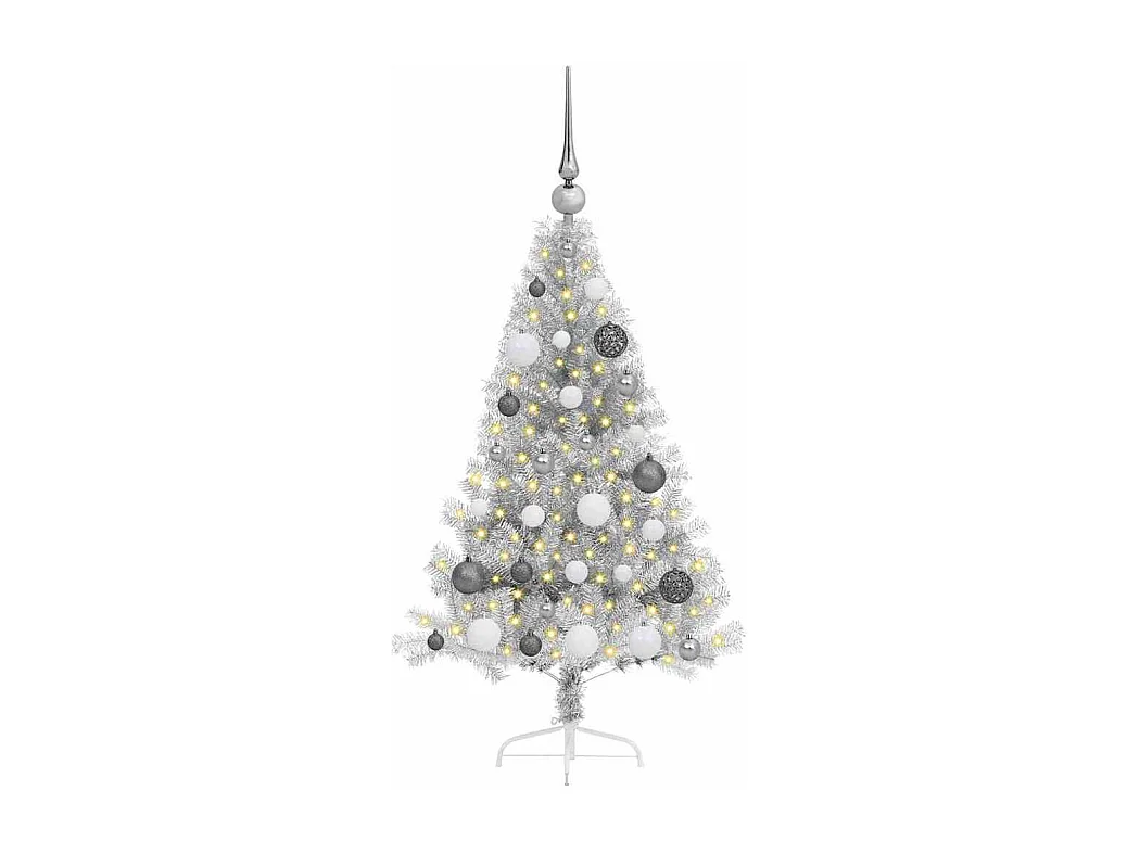 Sapin de Noël artificiel pré-éclairé Argent 120 cm PET