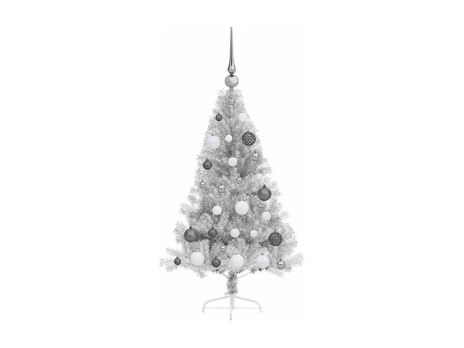 Sapin de Noël artificiel pré-éclairé Argent 120 cm PET
