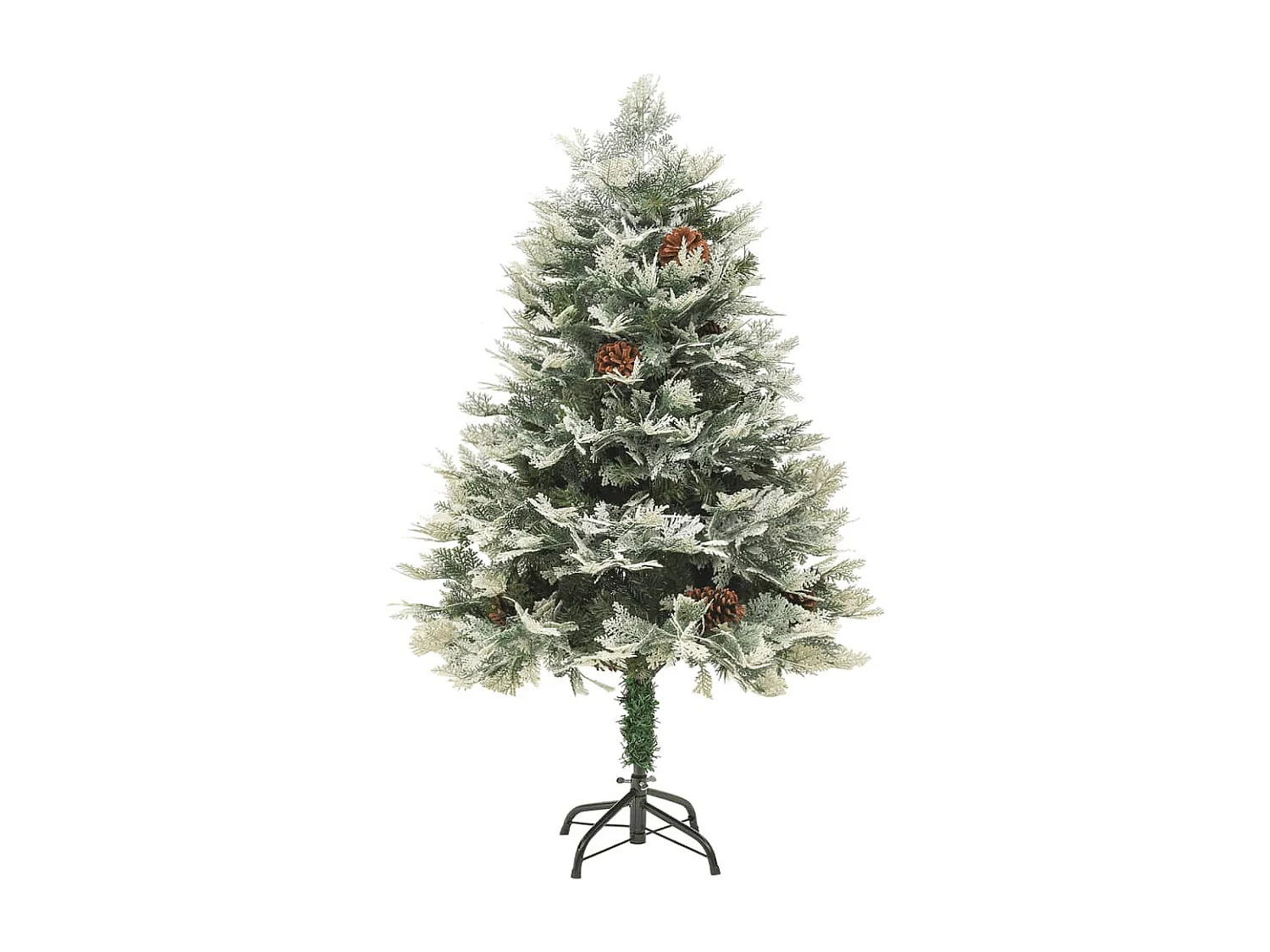 Albero di Natale preilluminato con pigne verdi 150cm PVC e PE