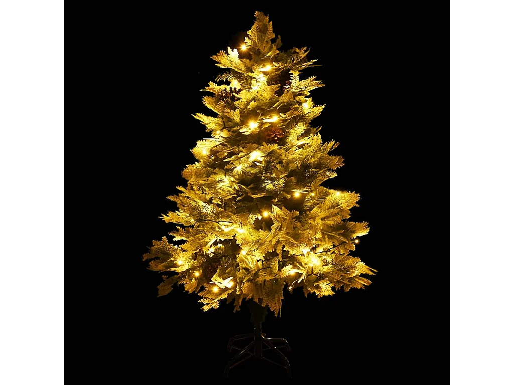Albero di Natale preilluminato con pigne verdi 150cm PVC e PE