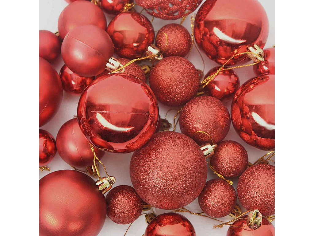 Ensemble de Boules de Noël avec 150 LED 61 pcs Rouge Plastique