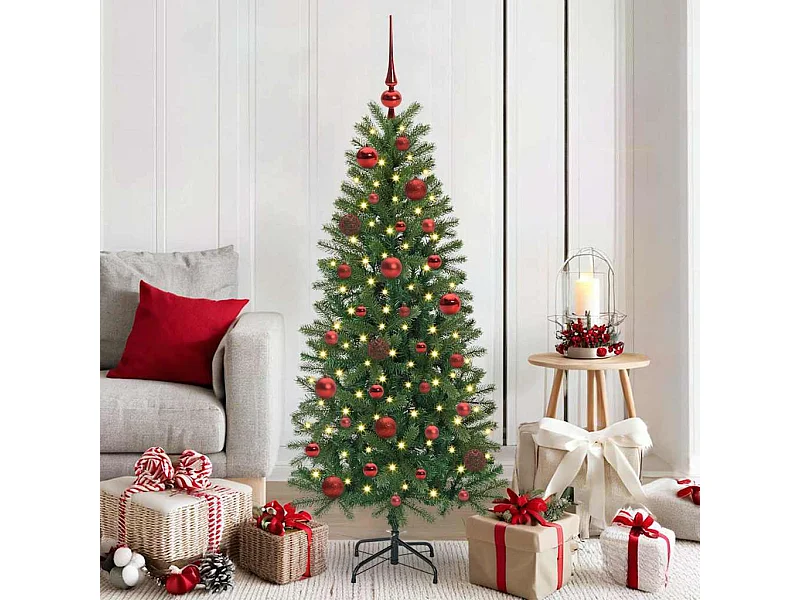 Ensemble de Boules de Noël avec 150 LED 61 pcs Rouge Plastique