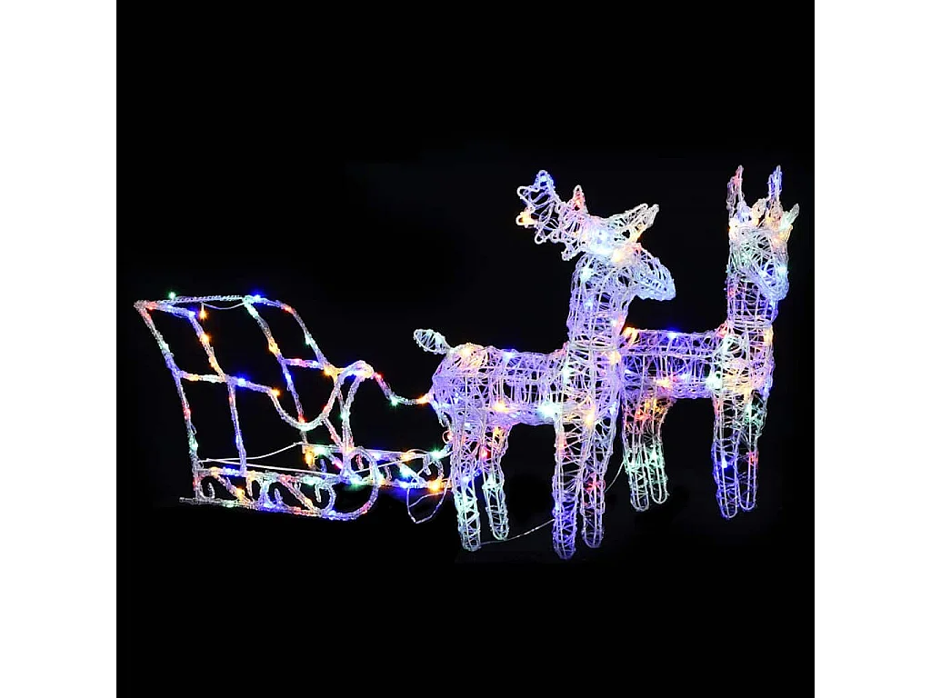 Décoration de Noël Rennes et traîneau 160 LED 130 cm Acrylique