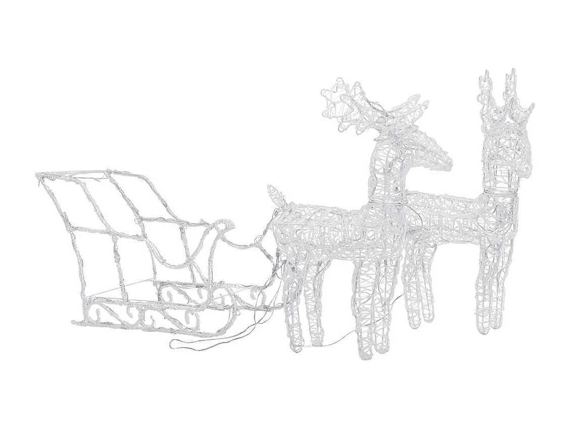 Décoration de Noël Rennes et traîneau 160 LED 130 cm Acrylique