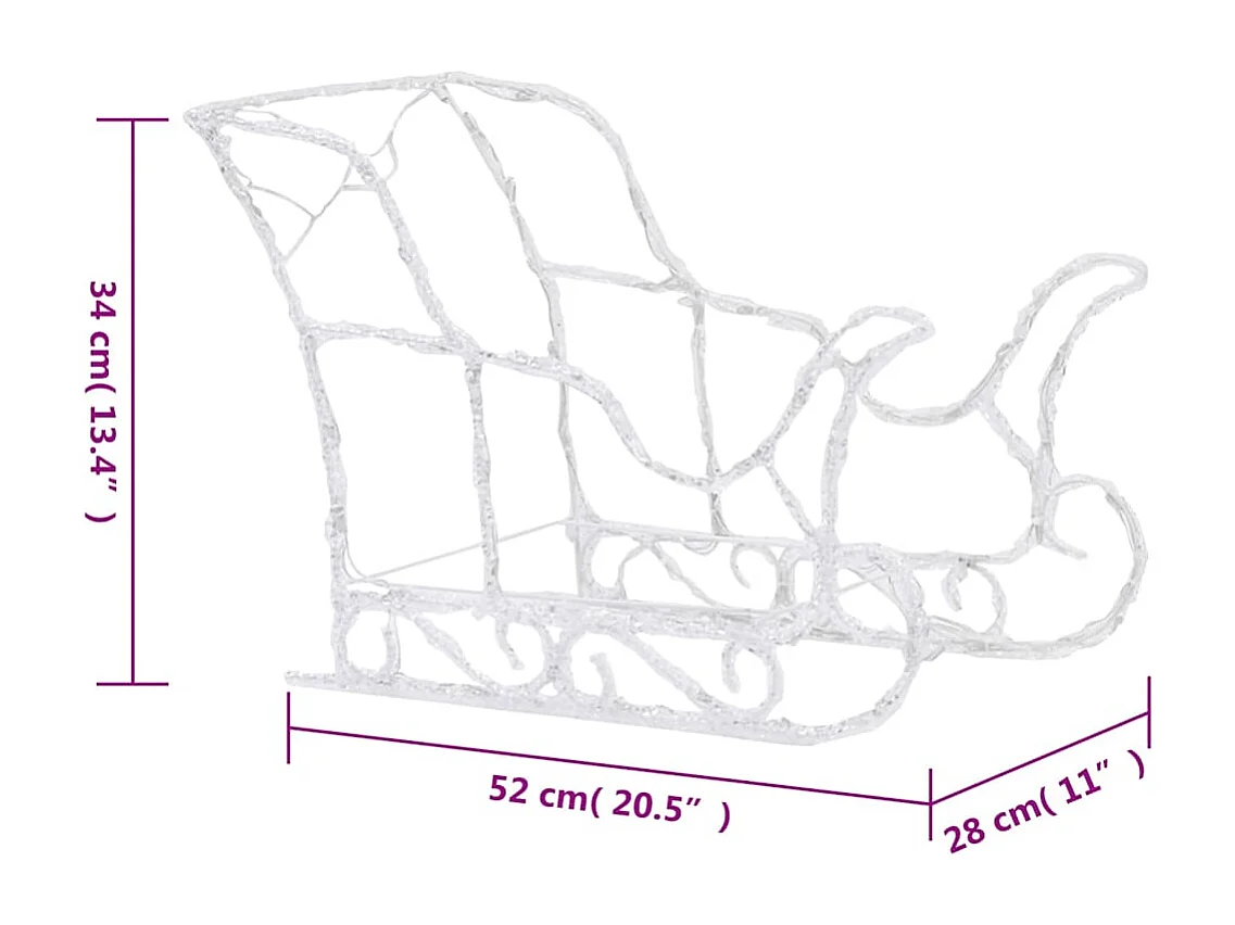 Kerstdecoratie Rendier en slee 160 LED 130 cm Acryl