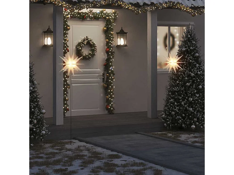 Lumière de Noël avec piquet LED pliable blanc 57 cm