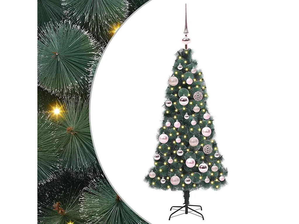 Albero di Natale artificiale preilluminato con set di palline