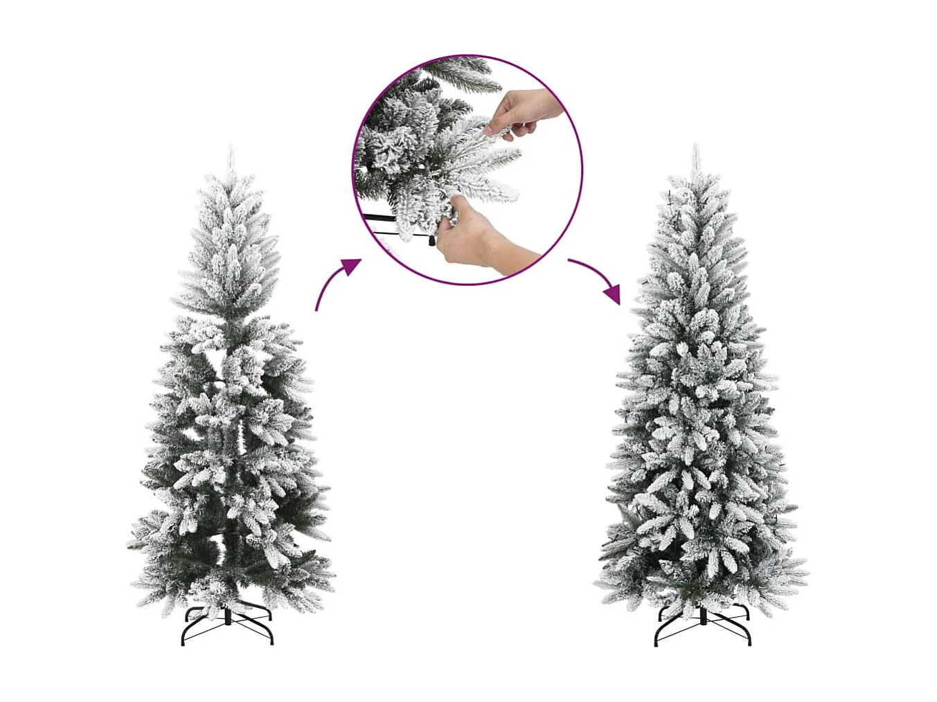 Albero di Natale artificiale con 300 LED e neve a fiocchi 210 cm