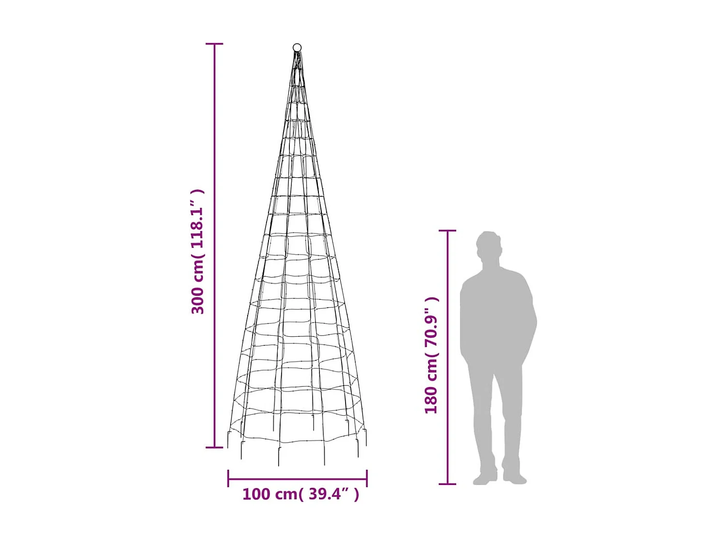 Sapin de Noël à LED sur mât de drapeau 550 LED blanc 300 cm