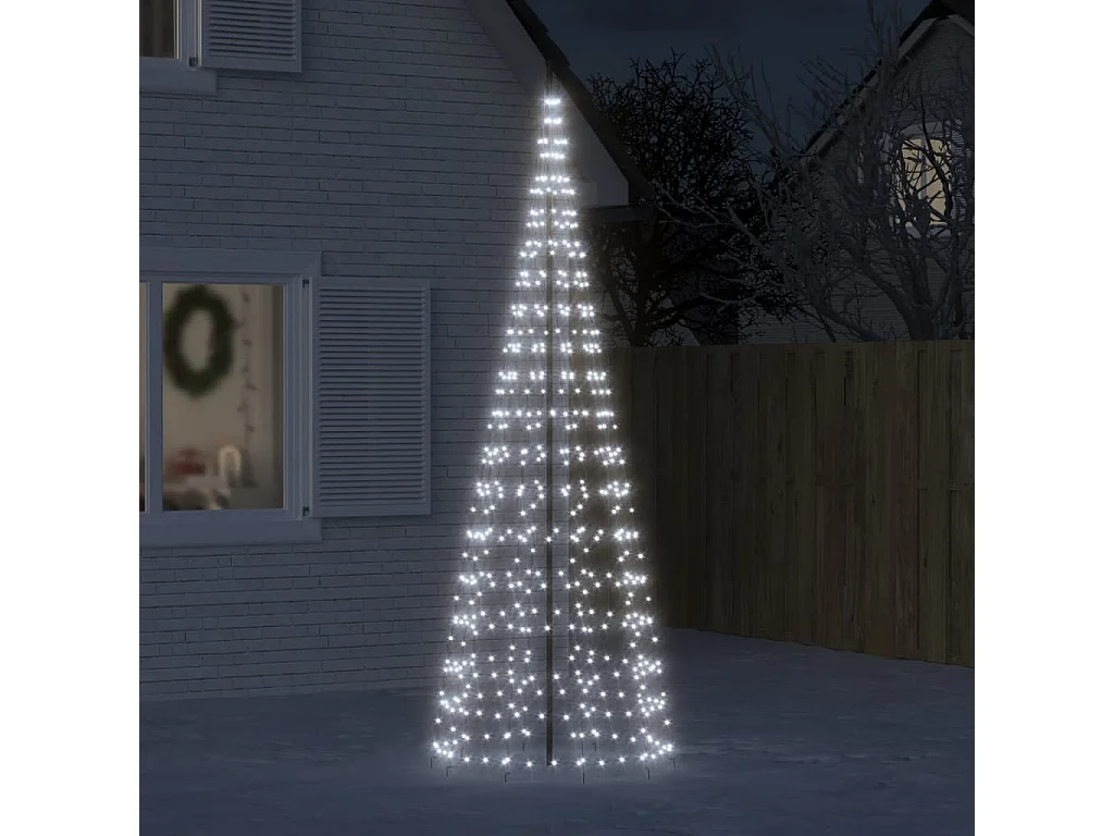 Sapin de Noël à LED sur mât de drapeau 550 LED blanc 300 cm