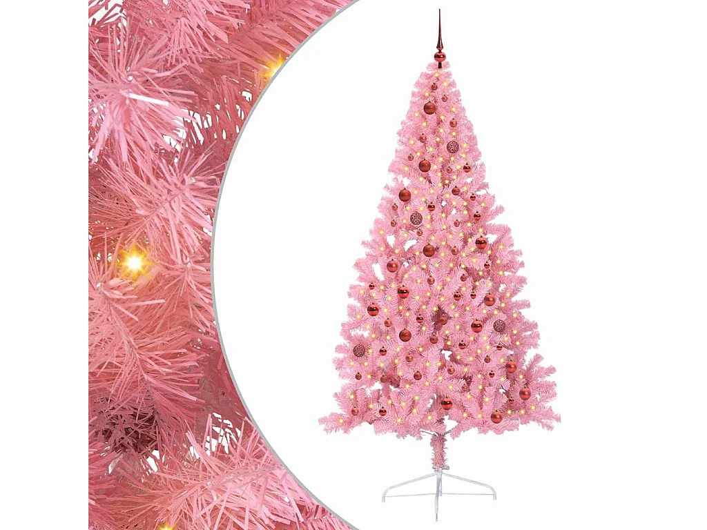 Sapin de Noël artificiel pré-éclairé Rose 210 cm PVC