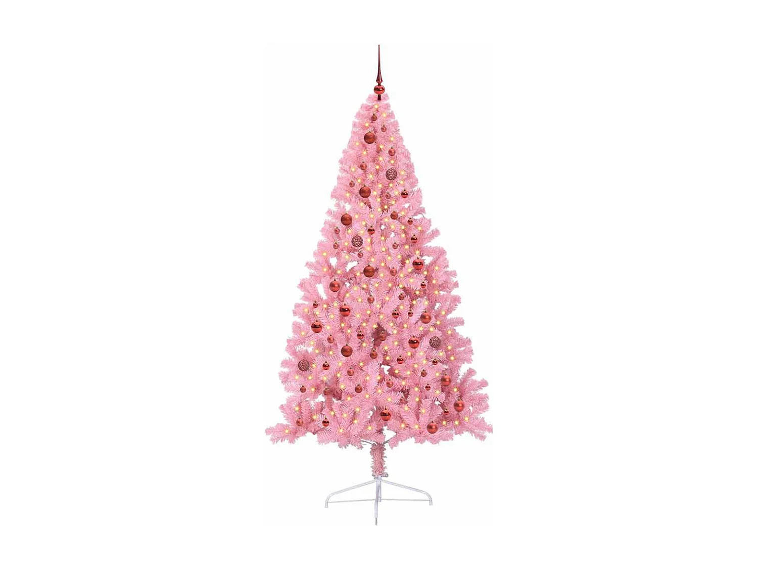 Sapin de Noël artificiel pré-éclairé Rose 210 cm PVC