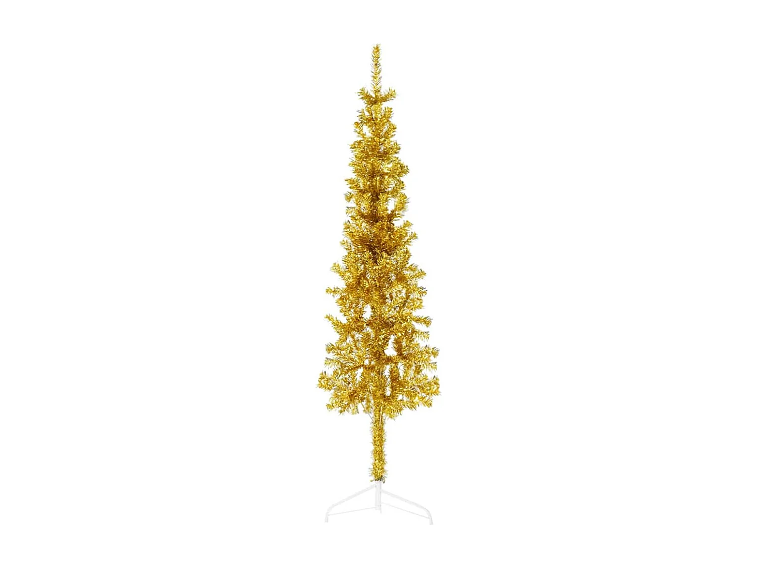 Albero di Natale artificiale mezzo sottile con supporto oro 120 cm
