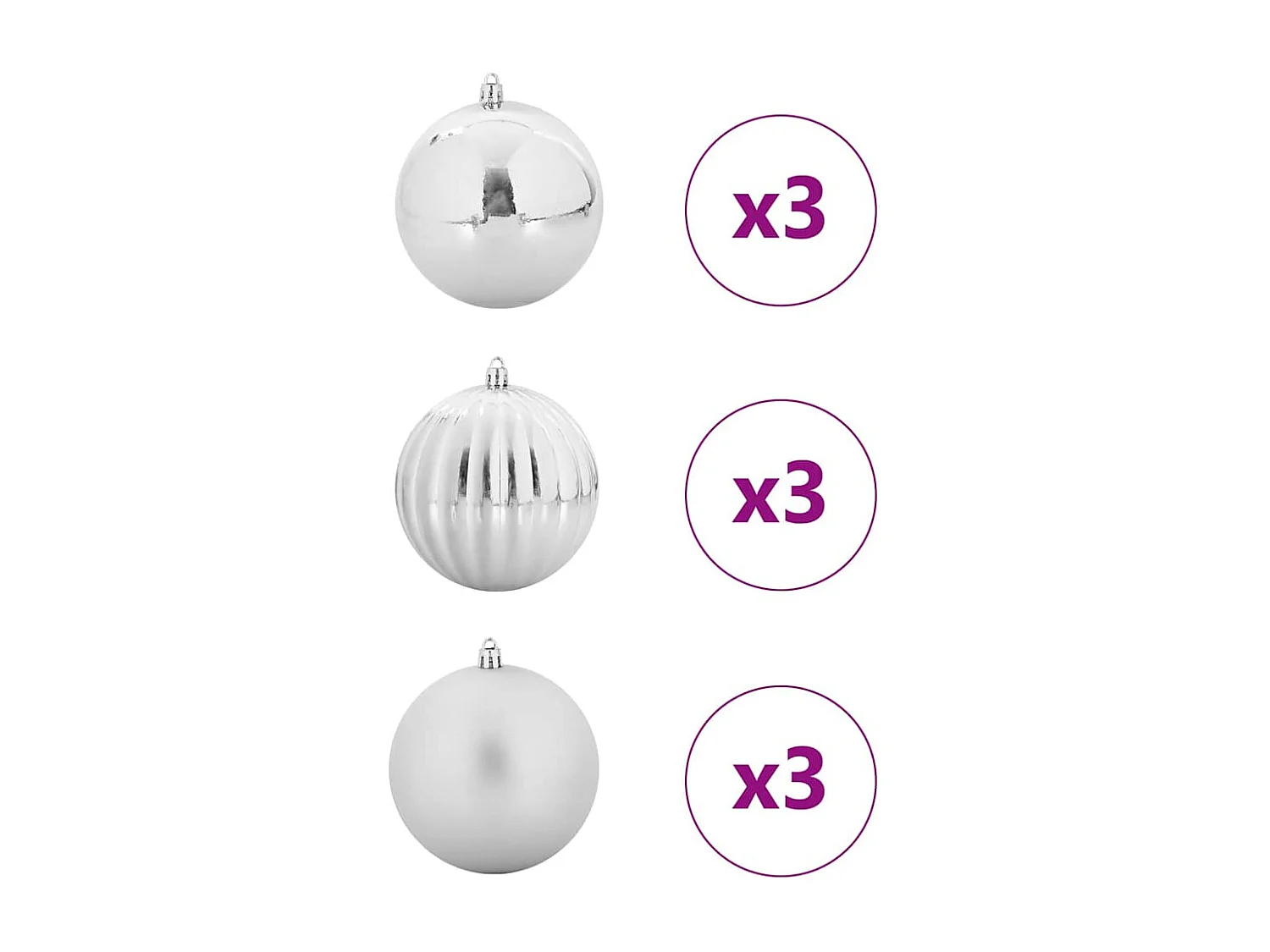 Ensemble de Boules de Noël 9 pcs Argent