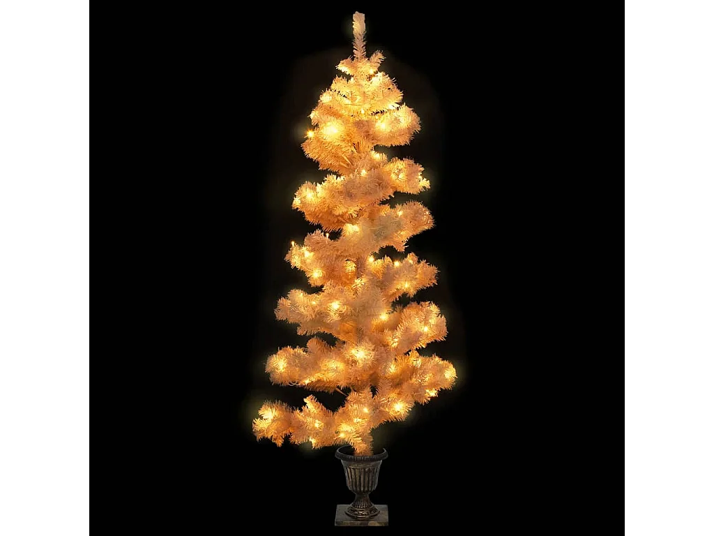 Albero di Natale a spirale preilluminato con vaso bianco 120 cm PVC