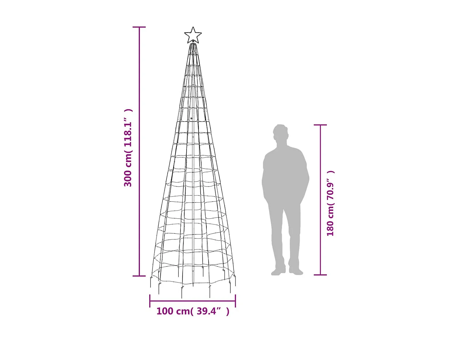 LED kerstboom met tips 570 LED's koud wit 300 cm