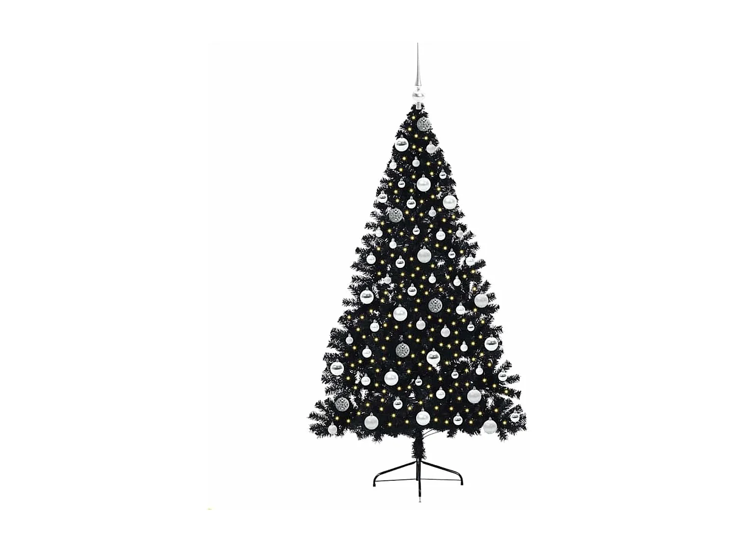 Künstlicher Weihnachtsbaum mit Beleuchtung, Schwarz, 180 cm, PVC