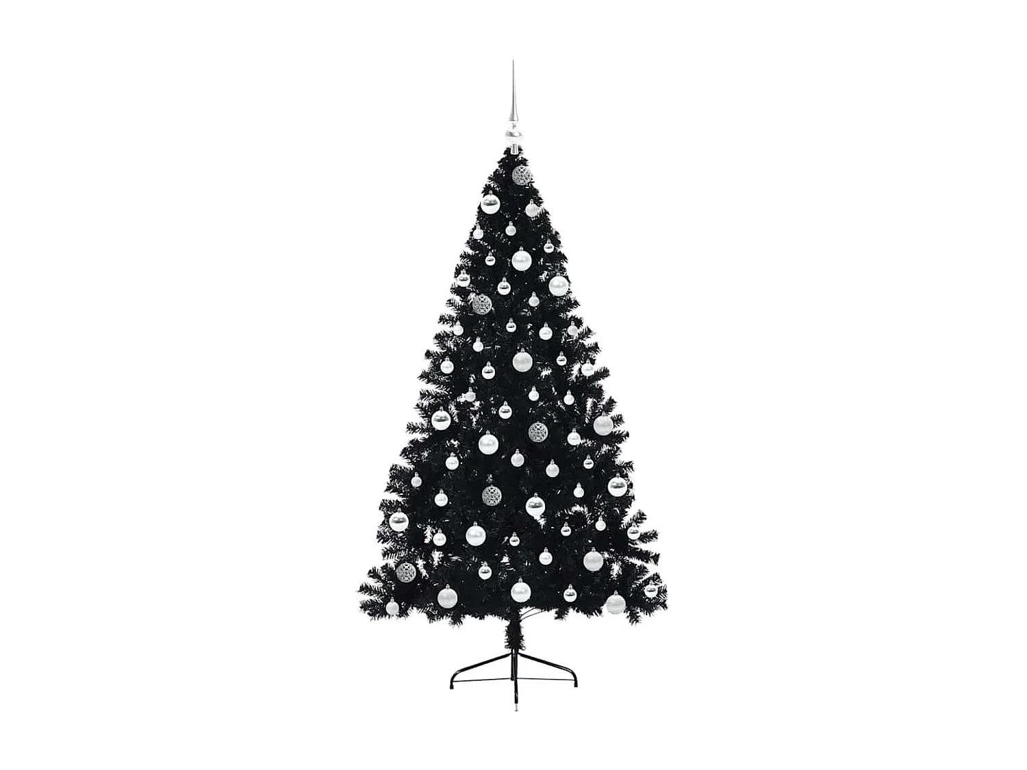 Künstlicher Weihnachtsbaum mit Beleuchtung, Schwarz, 180 cm, PVC