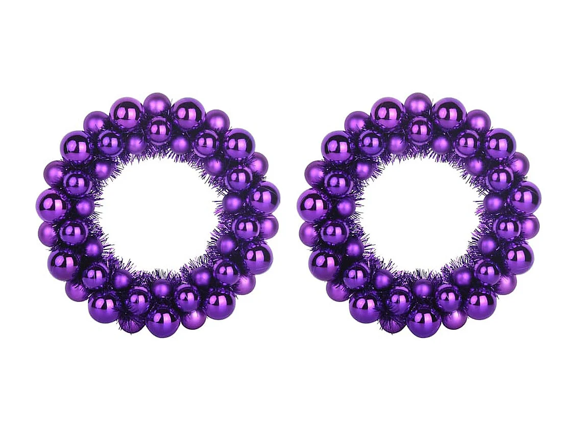 Couronnes de Boules de Noël 2 pcs Lilas 33 x 33 x 7 cm