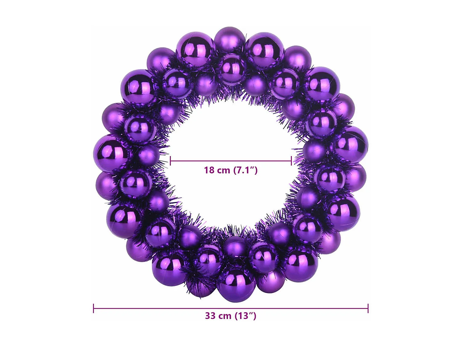 Couronnes de Boules de Noël 2 pcs Lilas 33 x 33 x 7 cm