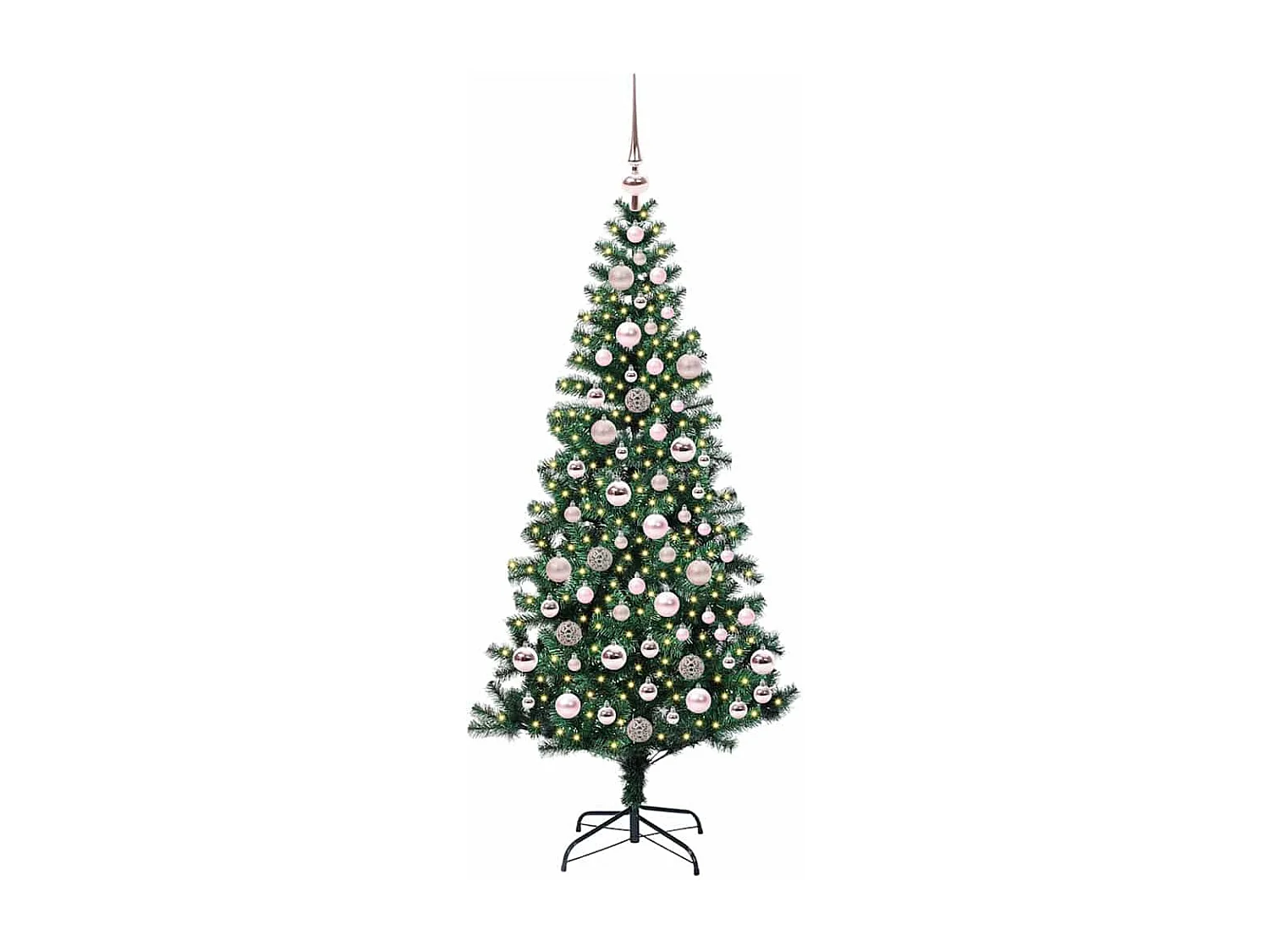 Albero di Natale artificiale preilluminato verde 180 cm PVC e metallo