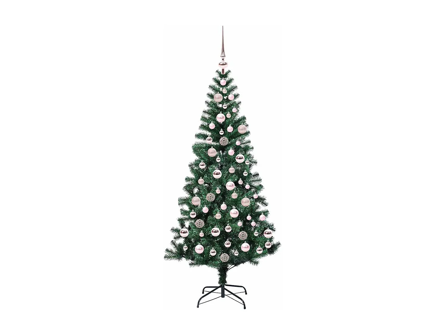 Albero di Natale artificiale preilluminato verde 180 cm PVC e metallo