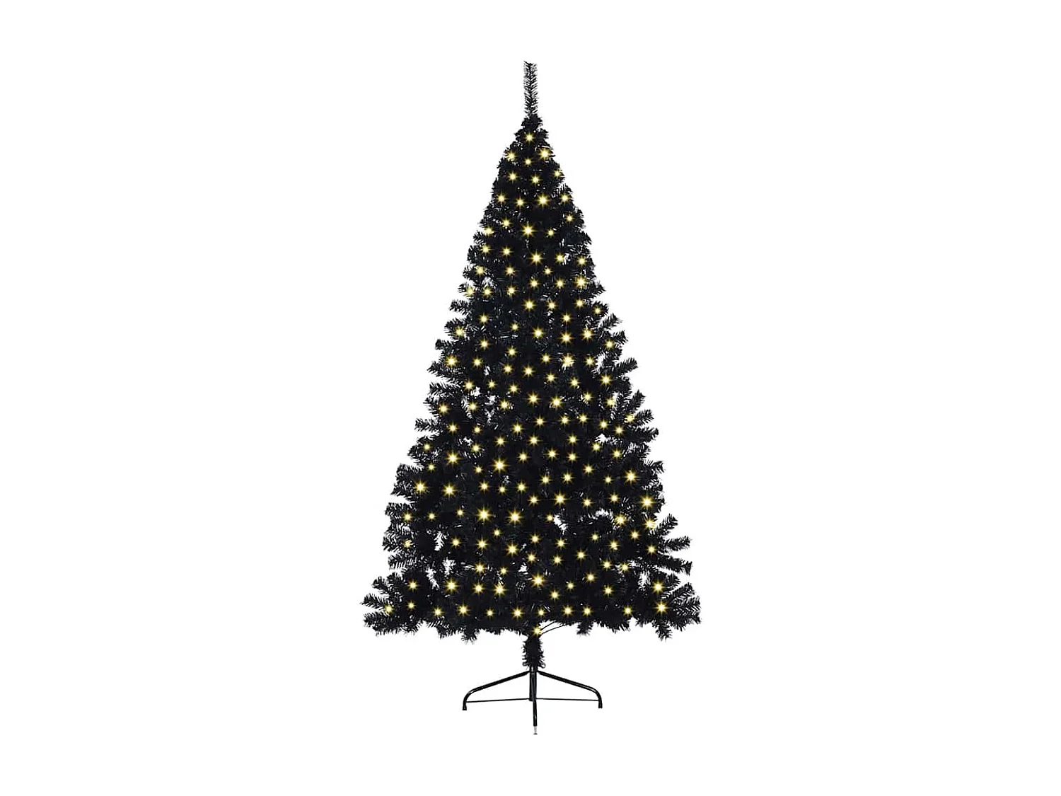 Voorverlichte kunstkerstboom zwart 180cm PVC