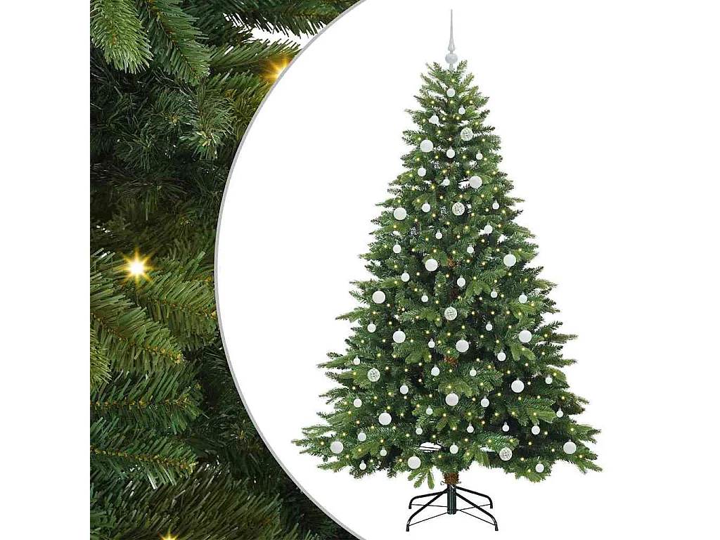 Albero di Natale artificiale con 300 LED Verde 210 cm PE e PVC