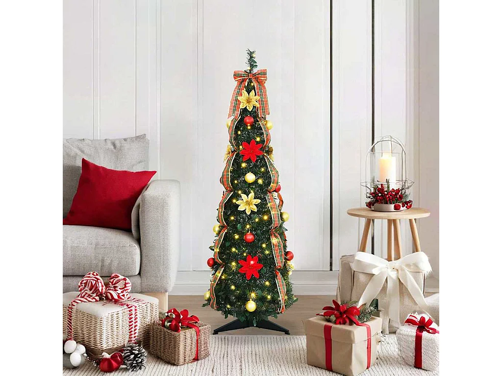 Künstlicher Weihnachtsbaum mit 50 LEDs Grün 120 cm PVC