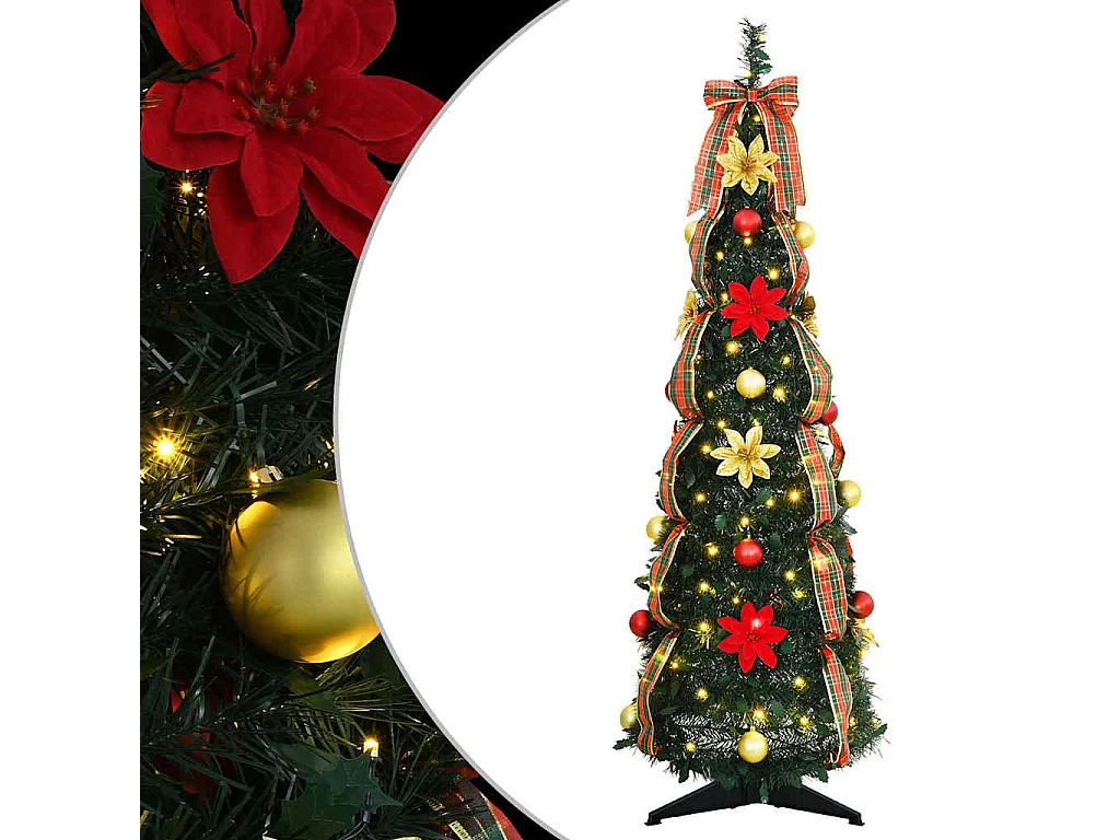 Künstlicher Weihnachtsbaum mit 50 LEDs Grün 120 cm PVC