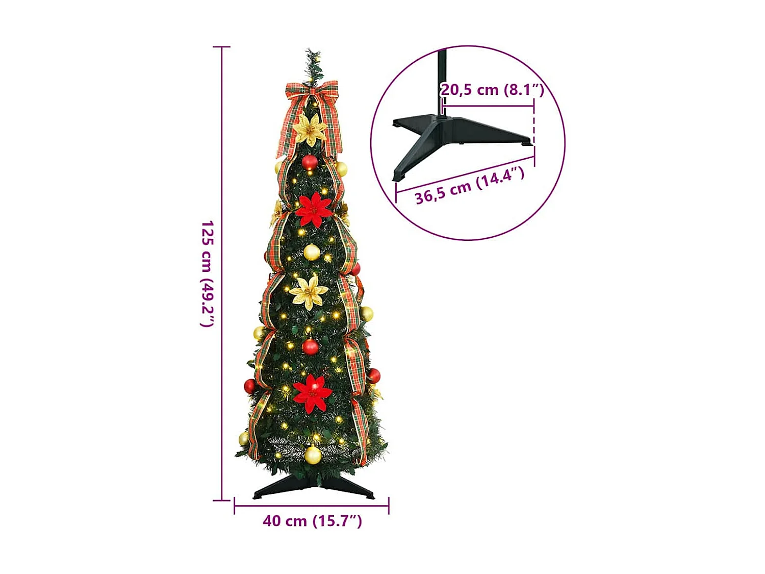 Künstlicher Weihnachtsbaum mit 50 LEDs Grün 120 cm PVC