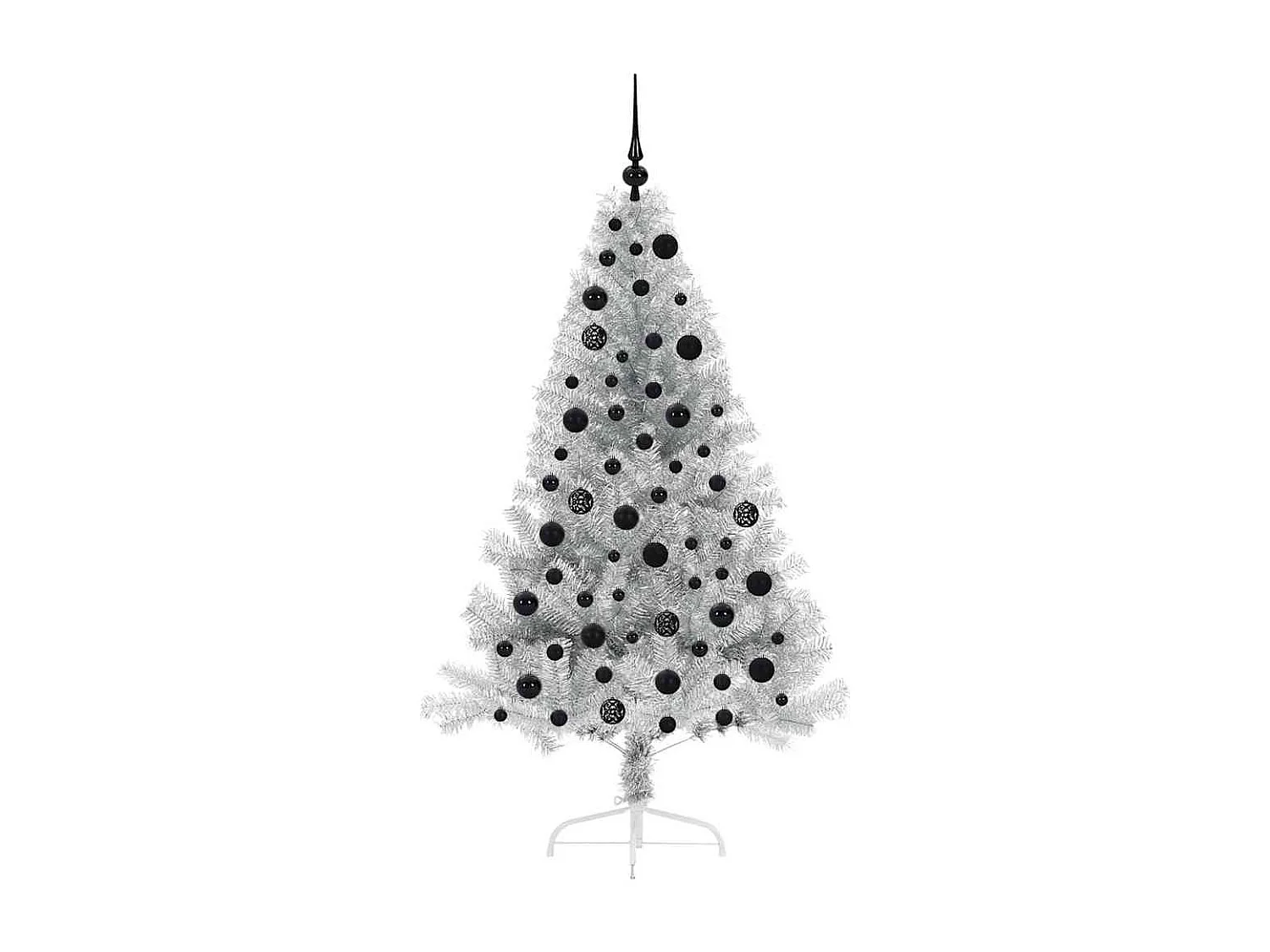 Sapin de Noël artificiel pré-éclairé Argent 180 cm PET