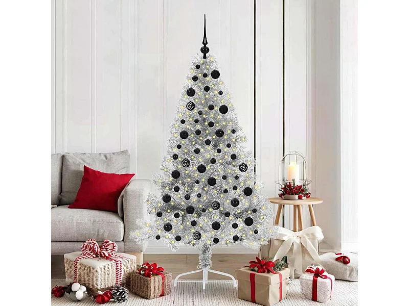 Albero di Natale artificiale preilluminato argento 180 cm PET
