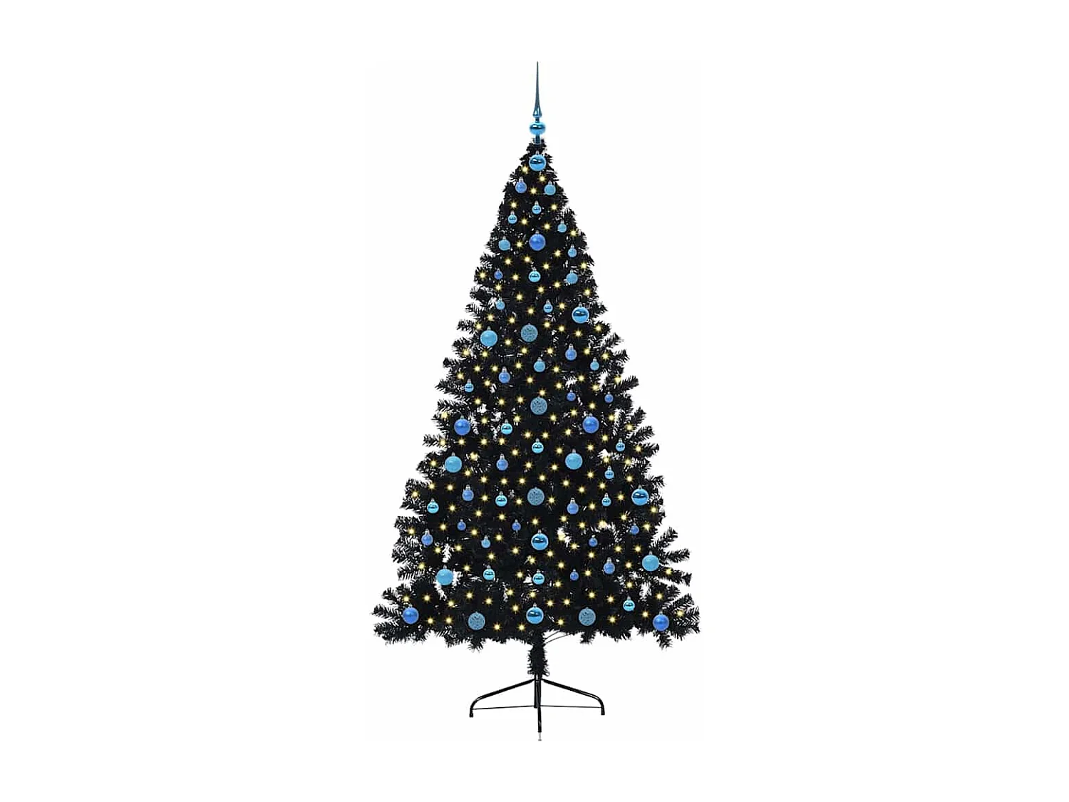 Sapin de Noël artificiel pré-éclairé Noir 210 cm PVC