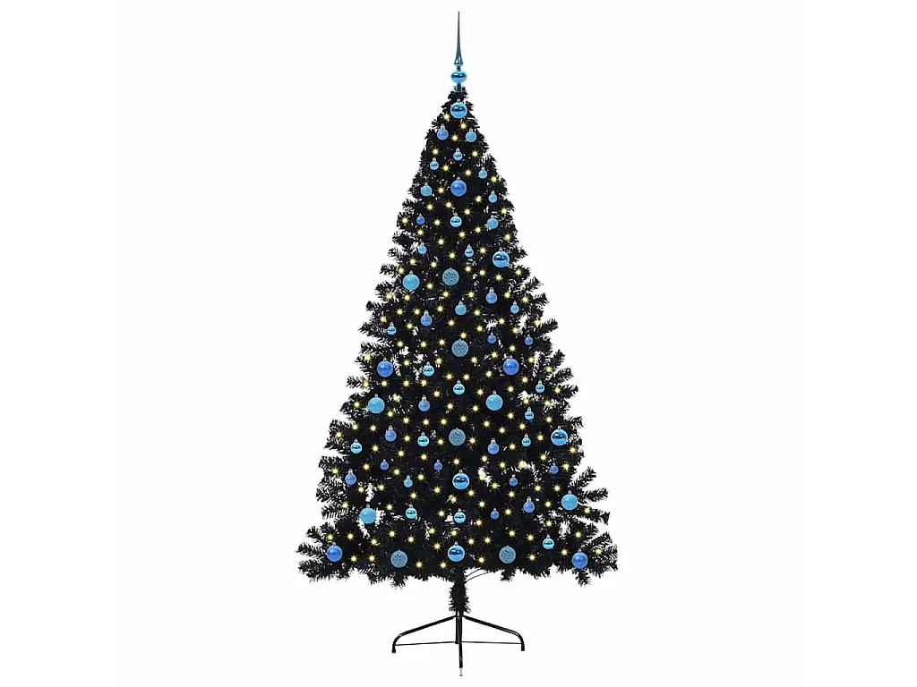 Sapin de Noël artificiel pré-éclairé Noir 210 cm PVC