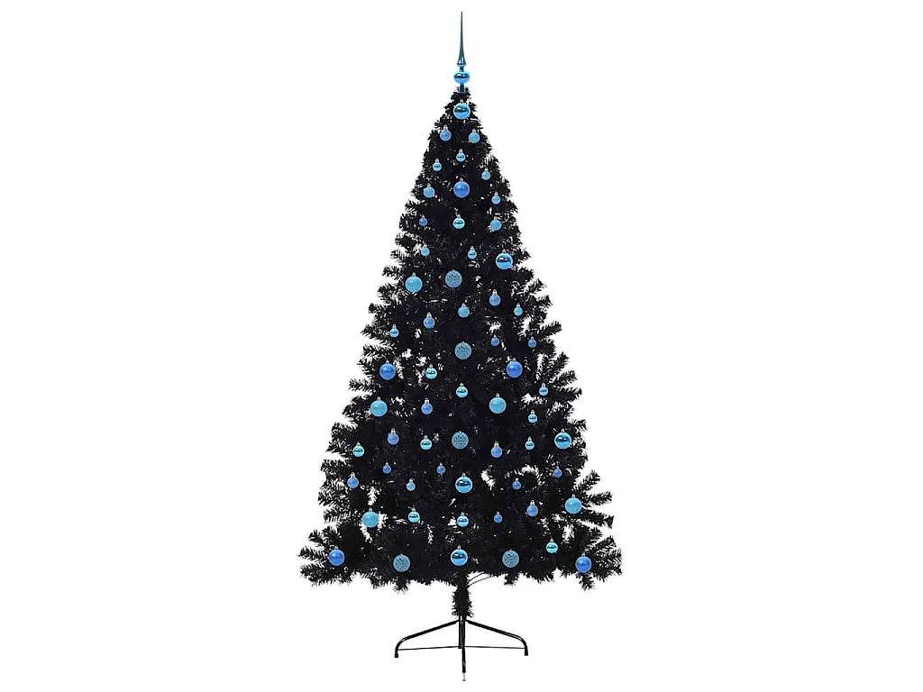 Sapin de Noël artificiel pré-éclairé Noir 210 cm PVC