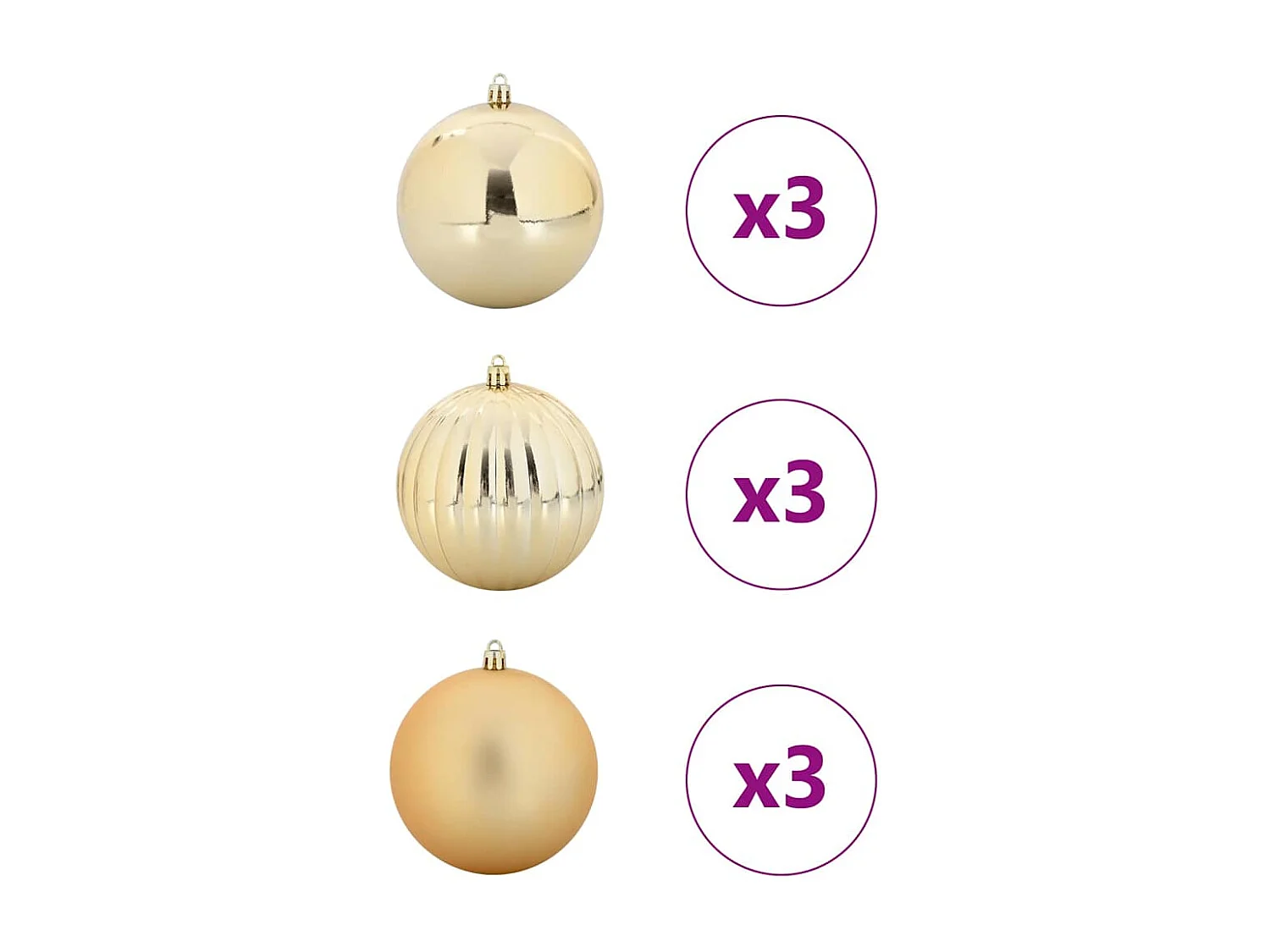 Ensemble de Boules de Noël 9 pcs Doré