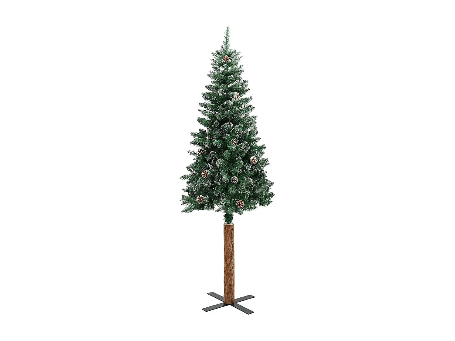 Slanke kerstboom echt hout en wit sneeuwgroen 180 cm