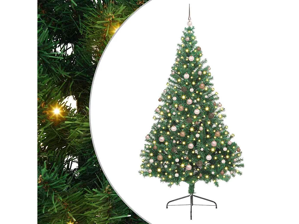 Künstlicher Weihnachtsbaum mit Beleuchtung, Grün, 240 cm, PVC