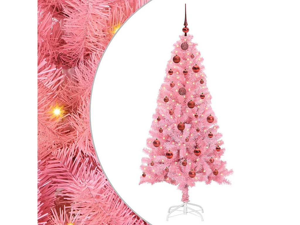 Kerstboom met 150 LED's met standaard Roze 150 cm PVC