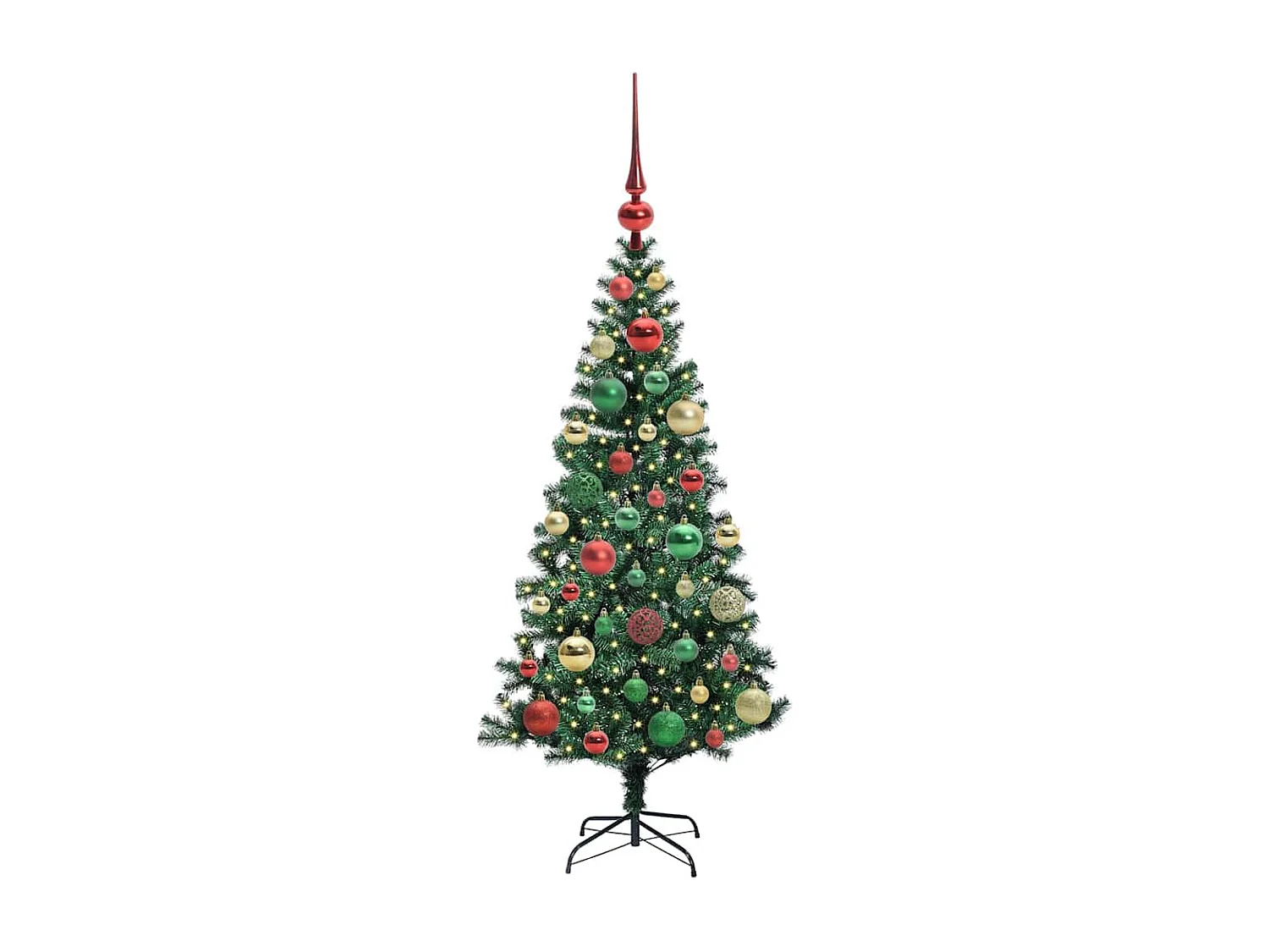 Voorverlichte kunstkerstboom groen 120 cm PVC en metaal