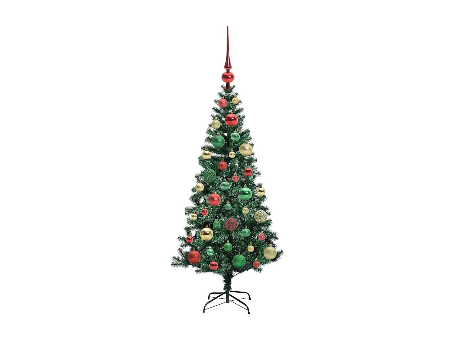 Voorverlichte kunstkerstboom groen 120 cm PVC en metaal