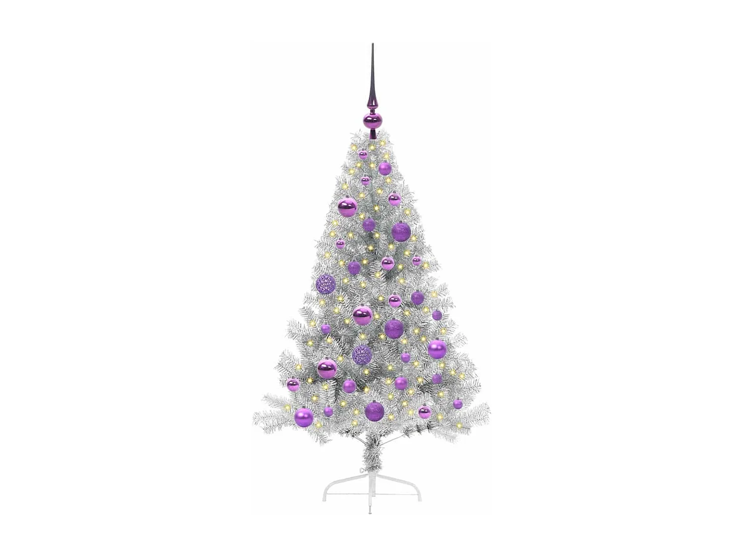 Voorverlichte kunstkerstboom zilver 120cm PET